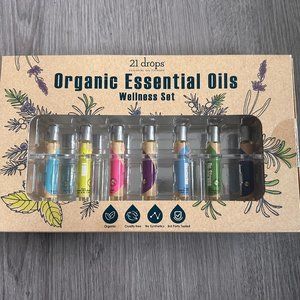 Organic Essential Oils Wellness Set with Stand by 21 drops 7 Blends-New
